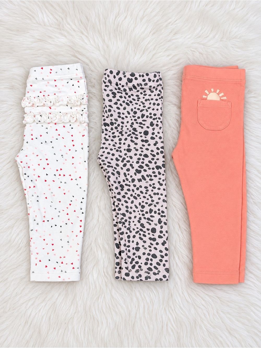 Carter's 3-Pack Leggings in White, Pink Leopard & Coral